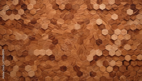 Geometric fall made from wooden Hexagon 3ds pattern