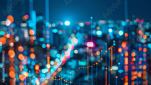 Bokeh backdrop of a vibrant cityscape at night, illustrating the pulse of urban life.