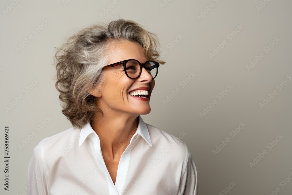 Happy senior woman in eyeglasses. Portrait of beautiful middle aged woman. Happy senior woman in eyeglasses. Portrait of beautiful middle aged woman.