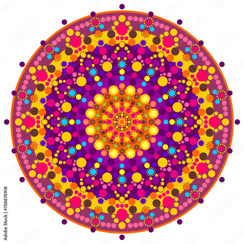 Mandala wit different colors ethnic ornament