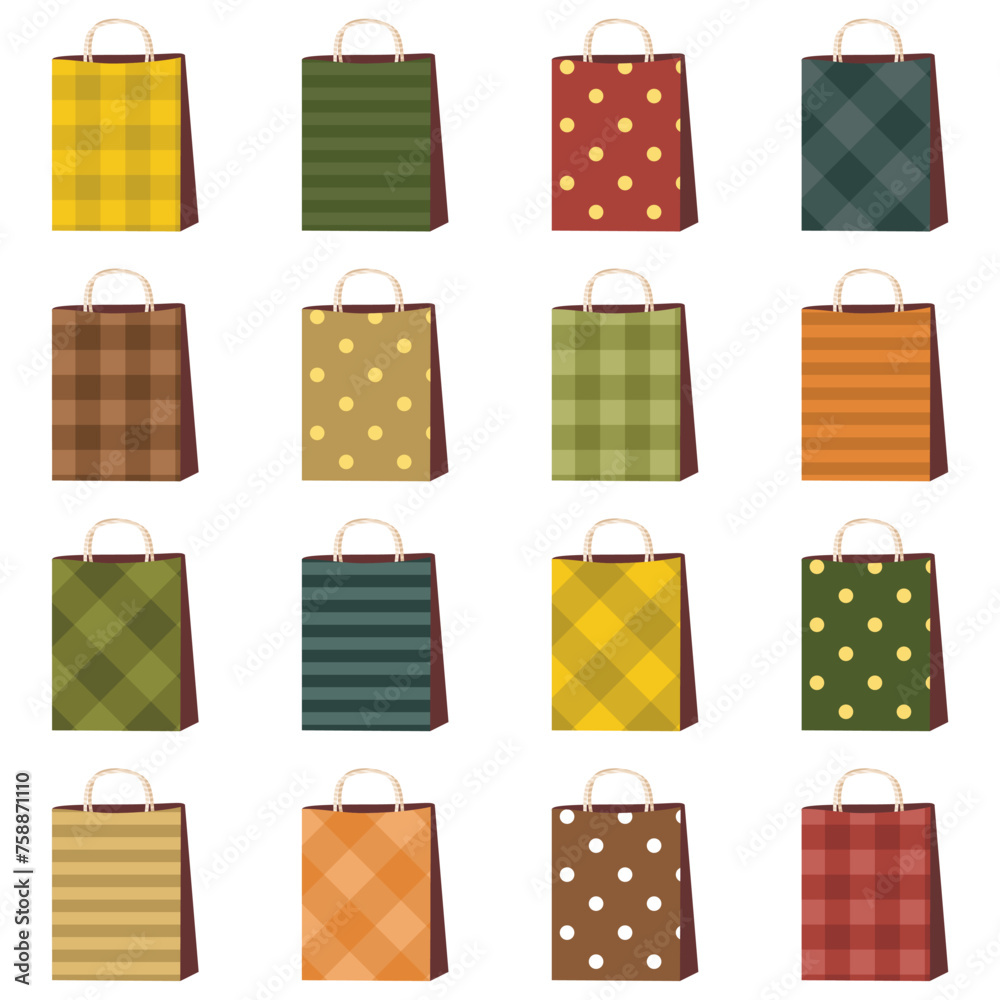 Set with different colours and ornament paper packet scrapbook collection on white isolated clipart Set with different colours and ornament paper packet scrapbook collection on white isolated clipart