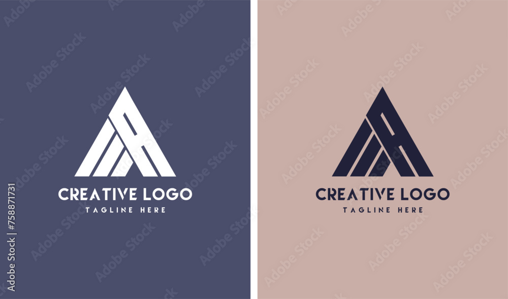 monogram AM and MA elegant simple minimal luxury serif font alphabet letter AM tringle logo design