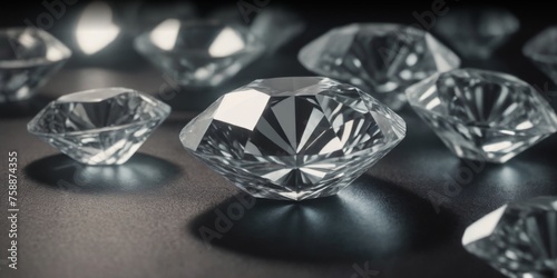Diamonds on a black background. 3d rendering, 3d illustration.