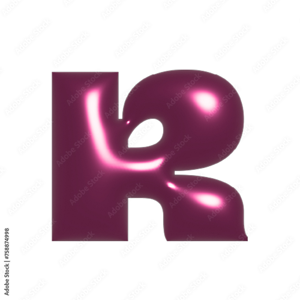 Red shiny metal shiny reflective letter R 3D illustration Red shiny metal shiny reflective letter R 3D illustration