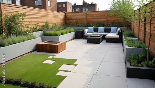 Contemporary outdoor terrace, urban garden