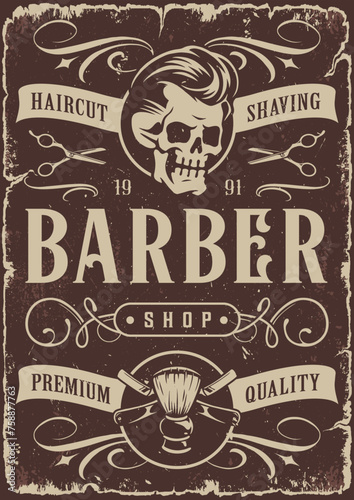 Male barbershop monochrome vintage sticker