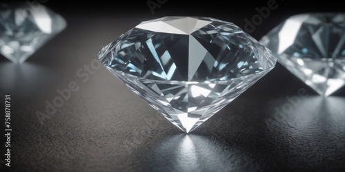 Diamonds on a black background. 3d rendering  3d illustration.