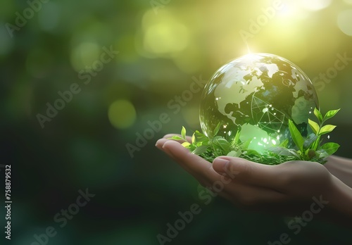 a hand holding earth globe glass, Earth Day