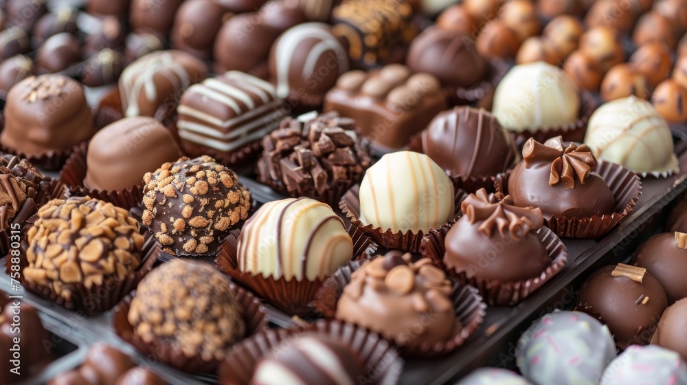 various chocolates as background - sweet food various chocolates as background - sweet food