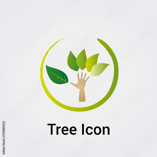 Arbre et Silhouette Icône Nature Feuillage, Feuilles et Environnement Design Bleu Vert Couleurs pour Logo Vert Business Ecologie Recyclage Jardinage Psychologie Santé Mentale
