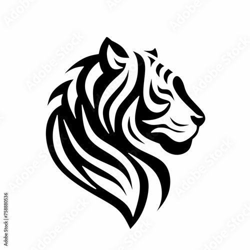 Tiger head silhouette icon logo design. Side view