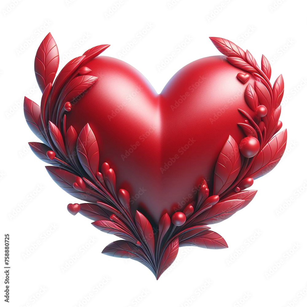 red heart with wings isolated on white created using generative Ai tools red heart with wings isolated on white created using generative Ai tools