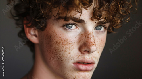 Close up portrait of a young metrosexual male model, beauty, skincare concept photo
