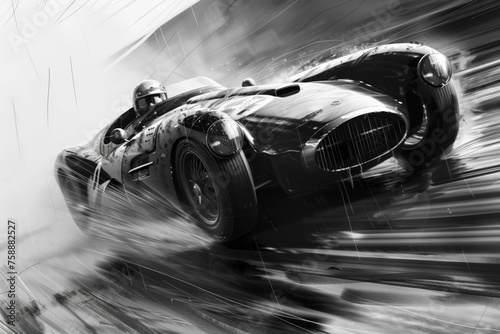 race car in motion