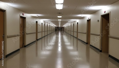 Empty straight hallways