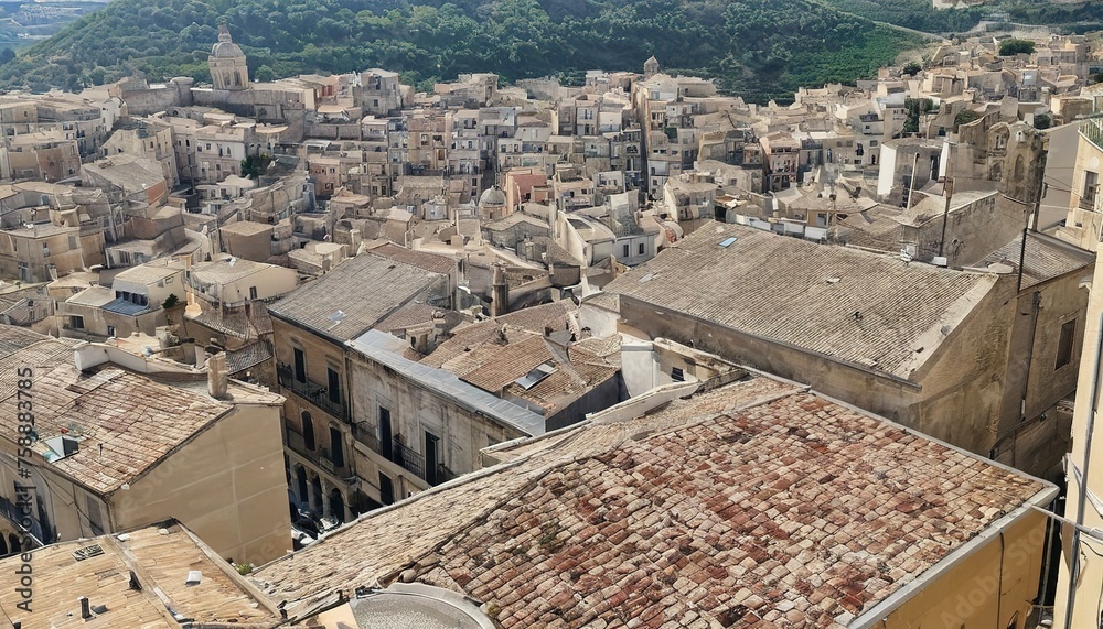 Roof of buildings in Ragusa, Italy