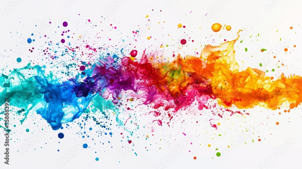 Fototapeta premium Multicolored splash on white background. Painting designing suitable for wallpaper.