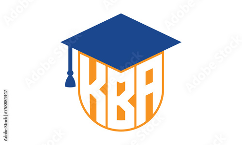 KBA initial letter academic logo design vector template. school college logo, university logo, graduation cap logo, institute logo, educational logo, library logo, teaching logo, book shop, varsity photo