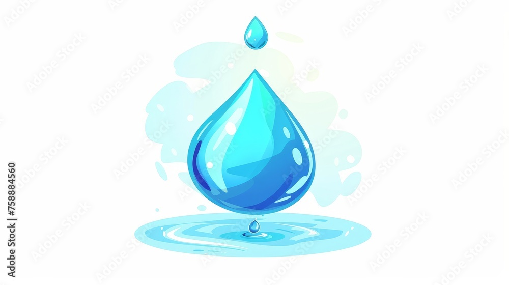Symbol of a water droplet. This is an icon of a water droplet in the form of a raindrop. Blue liquid falling down. Waterdrop leaks. Clear fresh aquatic element. Isolated on white background. Carton Symbol of a water droplet. This is an icon of a water droplet in the form of a raindrop. Blue liquid falling down. Waterdrop leaks. Clear fresh aquatic element. Isolated on white background. Carton