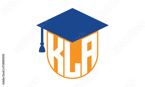 KLA initial letter academic logo design vector template. school college logo, university logo, graduation cap logo, institute logo, educational logo, library logo, teaching logo, book shop, varsity