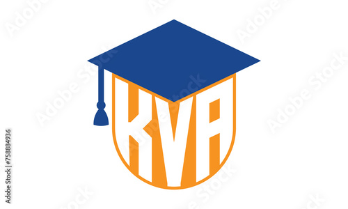 KVA initial letter academic logo design vector template. school college logo, university logo, graduation cap logo, institute logo, educational logo, library logo, teaching logo, book shop, varsity