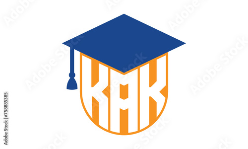 KAK initial letter academic logo design vector template. school college logo, university logo, graduation cap logo, institute logo, educational logo, library logo, teaching logo, book shop, varsity photo