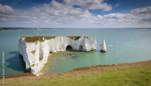 old harry rocks at Handfast Point, on the Isle of Purbeck in Dorset, southern England photo