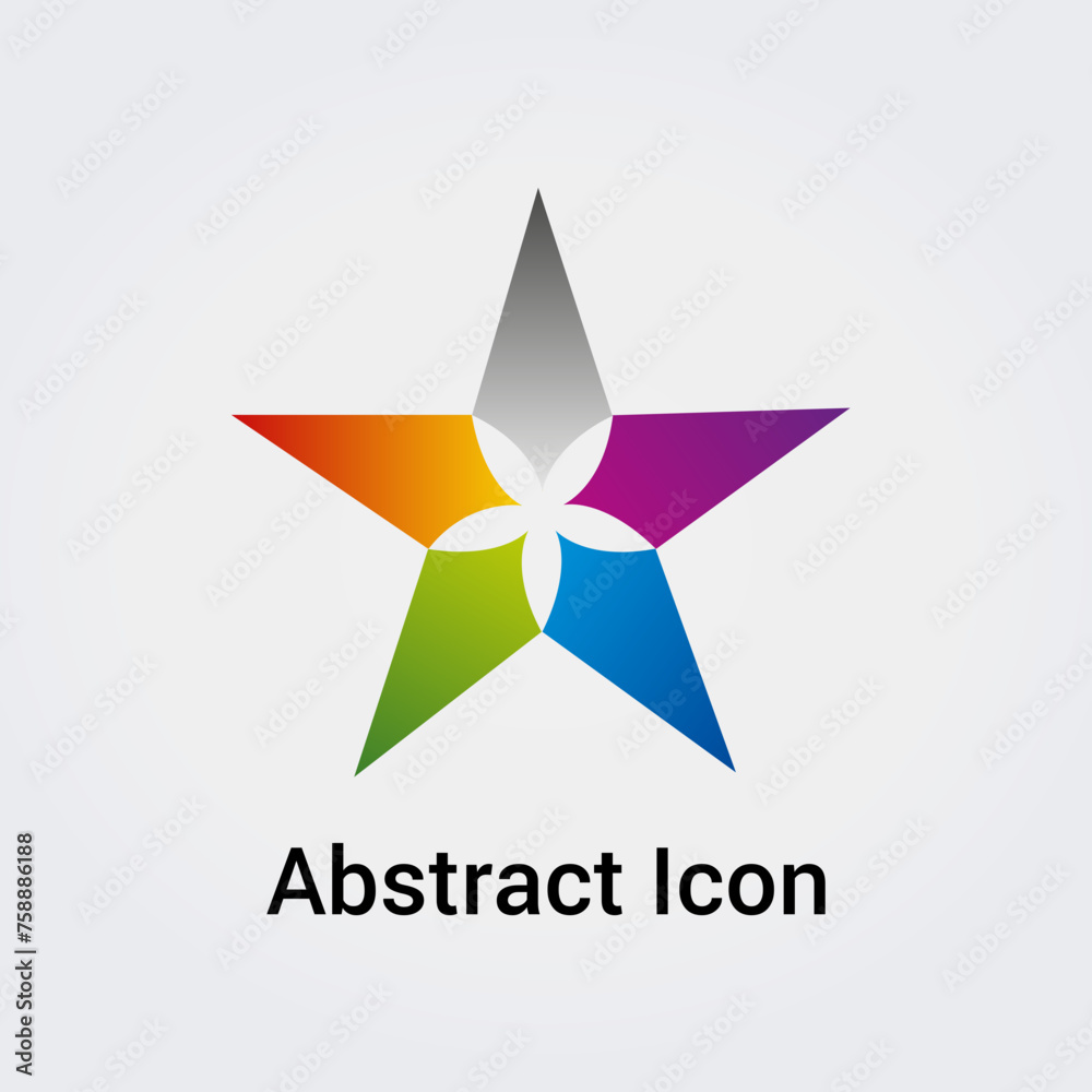 Obraz premium Icône abstraite Logo Design Formes primaires Triangle Étoile Cercle Trèfle Ruban Divers Réseau de communications Couleurs arc-en-ciel Vecteur