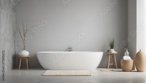 Spa treatment set in minimal bathroom interior