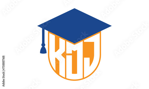 KDJ initial letter academic logo design vector template. school college logo, university logo, graduation cap logo, institute logo, educational logo, library logo, teaching logo, book shop, varsity photo