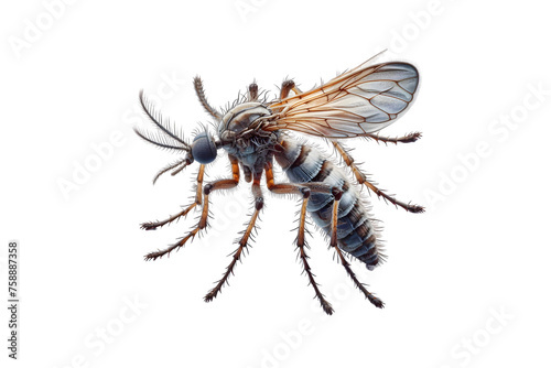 Close up shot of a mosquito insect isolated on transparent background.