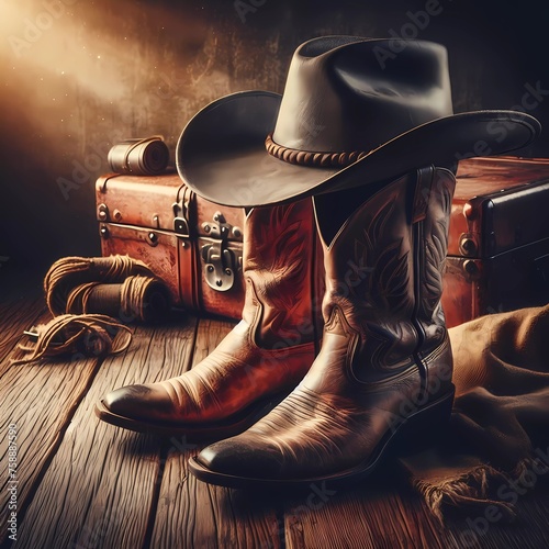 cowboy boots and cowboy hat