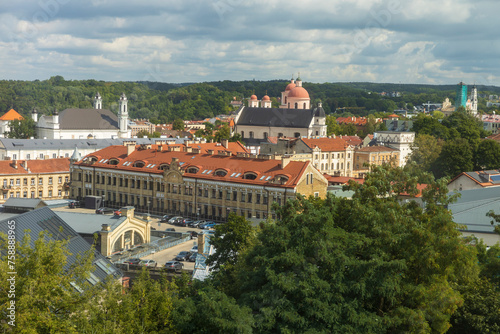 Vilnius, Lithuania - August 23, 2023, Aerial view of the city from the Hill of Three Crosses