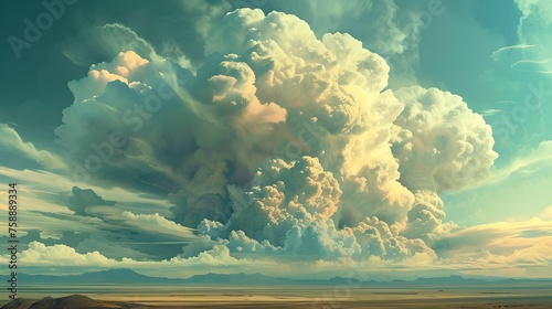 Majestic Cumulus Cloud Formation Over Landscape, nature, cloudscape, atmospheric, weather