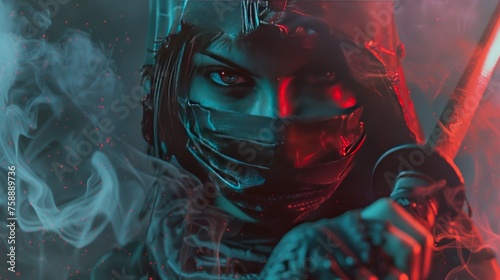 Mysterious hooded silent rogue assassin female