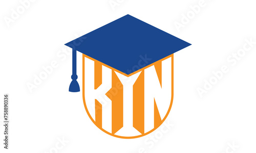 KIN initial letter academic logo design vector template. school college logo, university logo, graduation cap logo, institute logo, educational logo, library logo, teaching logo, book shop, varsity