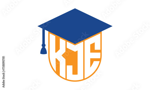 KJE initial letter academic logo design vector template. school college logo, university logo, graduation cap logo, institute logo, educational logo, library logo, teaching logo, book shop, varsity