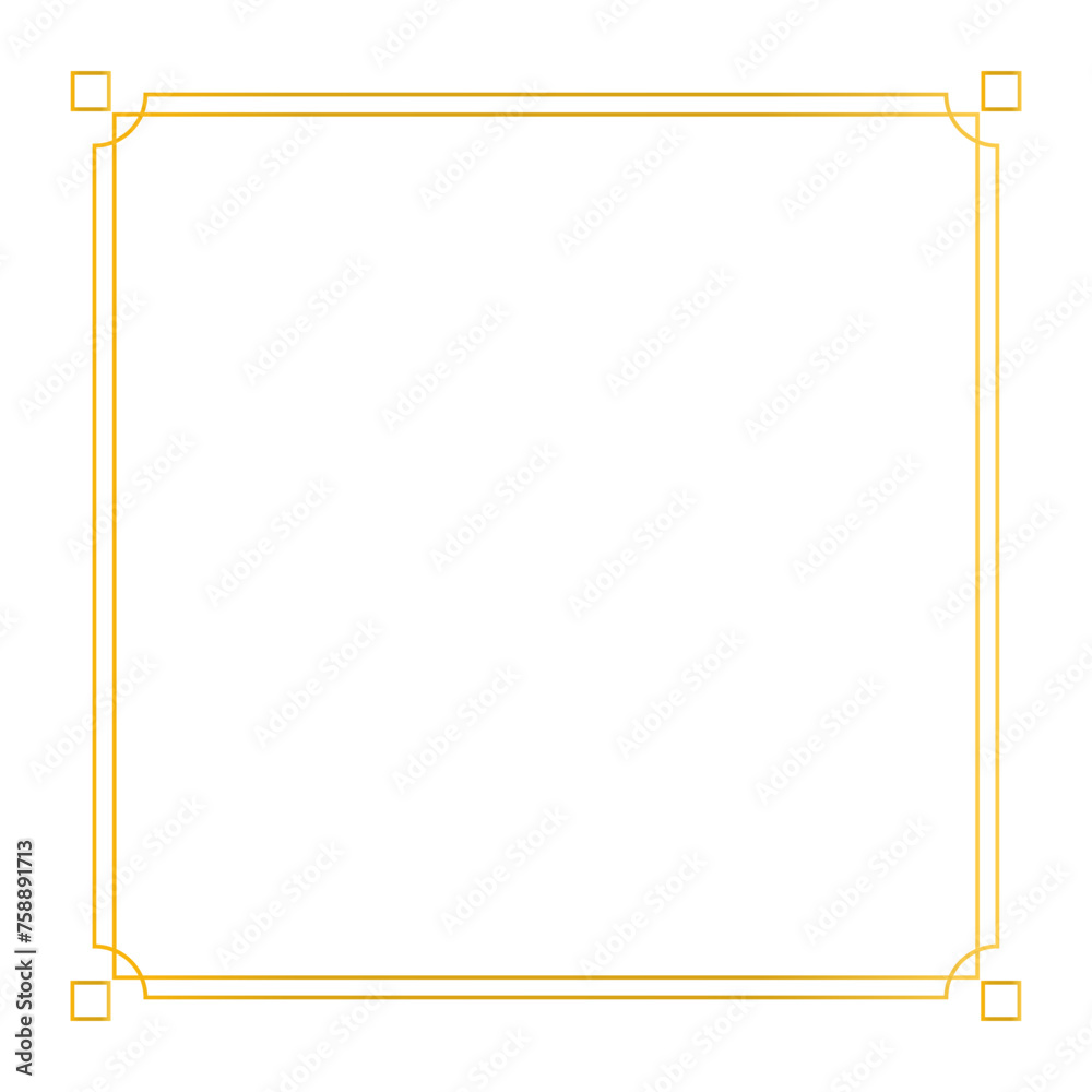 Empty square golden frame line border illustration vector