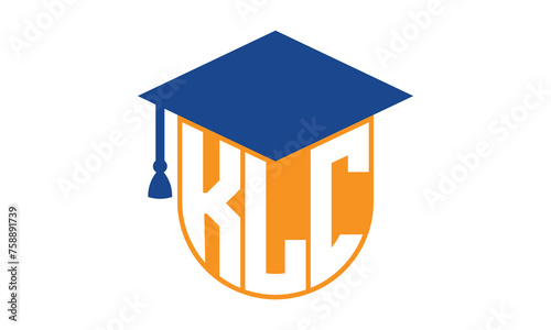 KLC initial letter academic logo design vector template. school college logo, university logo, graduation cap logo, institute logo, educational logo, library logo, teaching logo, book shop, varsity