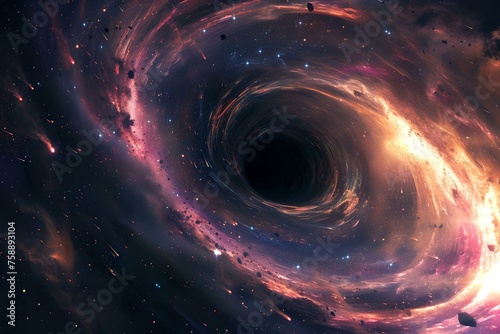 Dramatic Black Hole Swallowing Stars, astronomy, cosmic, phenomenon, celestial © asura