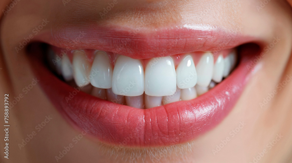 una sonrisa de mujer con dientes y encías blancas y un labio rosa una sonrisa de mujer con dientes y encías blancas y un labio rosa