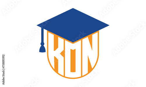 KON initial letter academic logo design vector template. school college logo, university logo, graduation cap logo, institute logo, educational logo, library logo, teaching logo, book shop, varsity