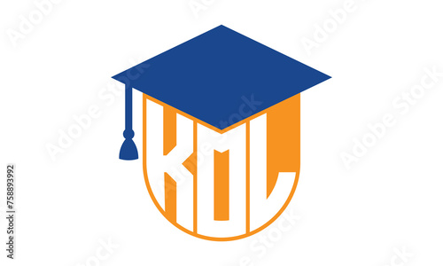 KOL initial letter academic logo design vector template. school college logo, university logo, graduation cap logo, institute logo, educational logo, library logo, teaching logo, book shop, varsity