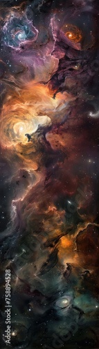 Nebulae canvas dances with wormholes amidst dark matteroctane render