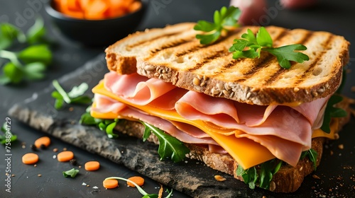 Savory Delight, gourmet, ham and cheese sandwich, food, meal