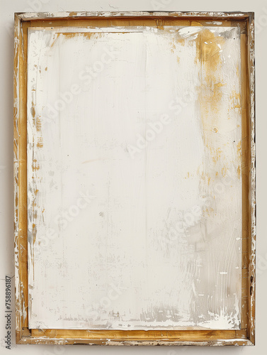 A blank antique gold frame holding a white canvas