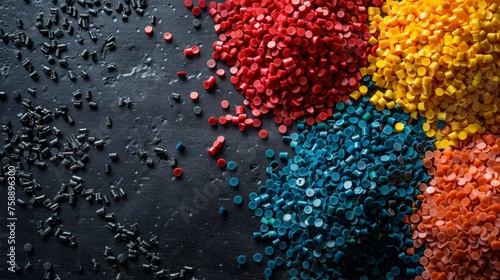 Polymeric dye. Plastic pellets. Colorant for plastics. Pigment in the granules.