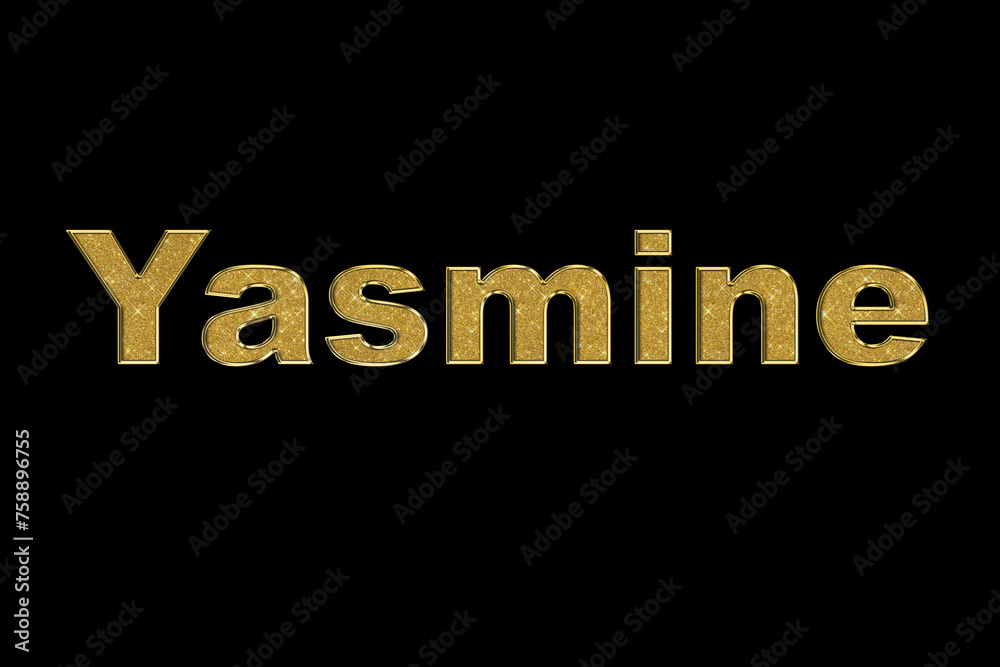 Fototapeta premium Female name . Gold 3D lettering on a black background. For use in graphics , web projects , flyers , business cards . 