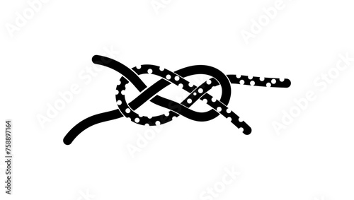 Carrick bend, Sailor's breastplate,  black isolated silhouette