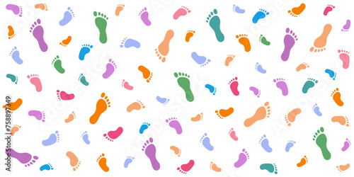 Background with human children's and adults footprint.